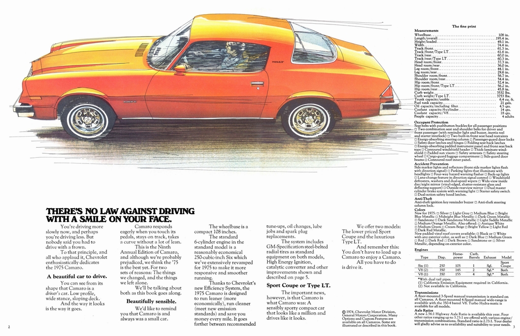 1975 Chev Camaro Brochure Page 2